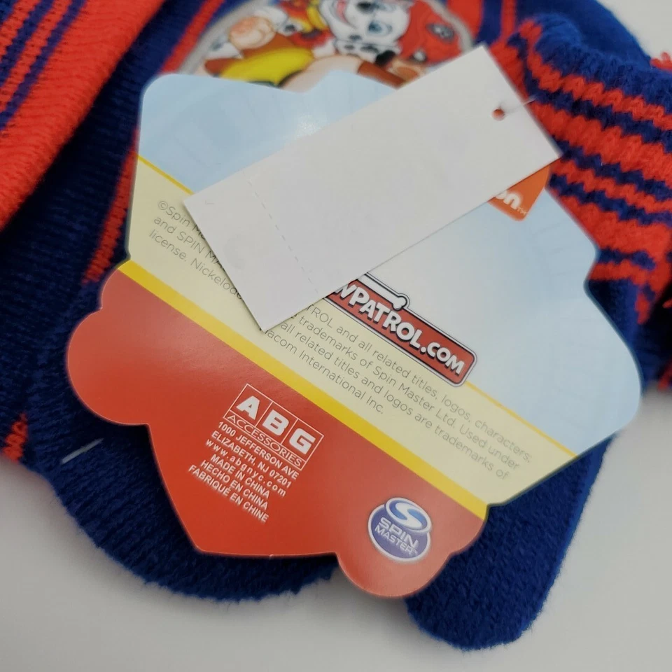 JUEGO DE SOMBREROS Y MITONES PARA NIÑOS PEQUEÑOS PAW PATROL NICKELODEON AZUL ROJO Foto 3 de 4