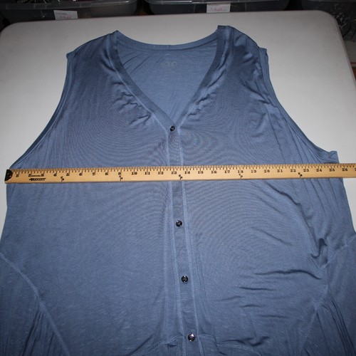 Lori Goldstein Logo Gr. 3X blau asymmetrisch Taschen Viskose Spandex Lagenlook Trägertop - Bild 14 von 18