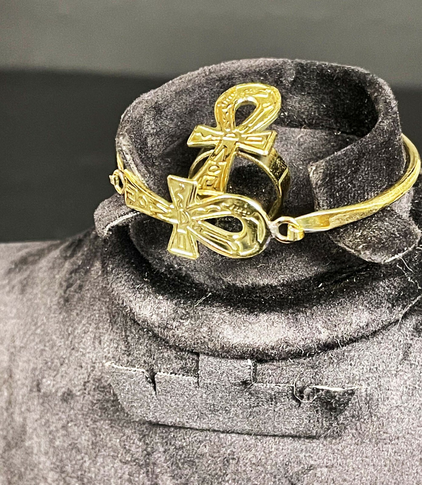 One Of A Kind Set of One Bracelet with the Egyptian Ankh & one Marvelous Ring