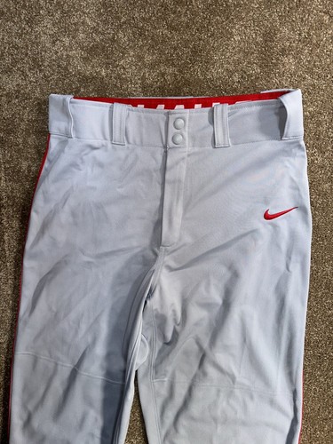 Nike Dri-Fit Swingman Baseball Pants - Mens Medium Gray With Red Piping - Picture 2 of 10