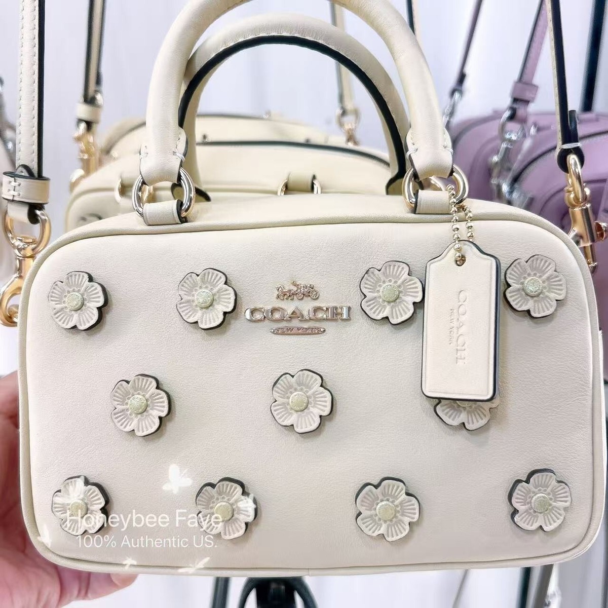 Coach Satchel Crossbody Bag サッチェル 花柄 CAJ99 NWT Coach Satchel Crossbody Bag With Floral Applique CAJ99
