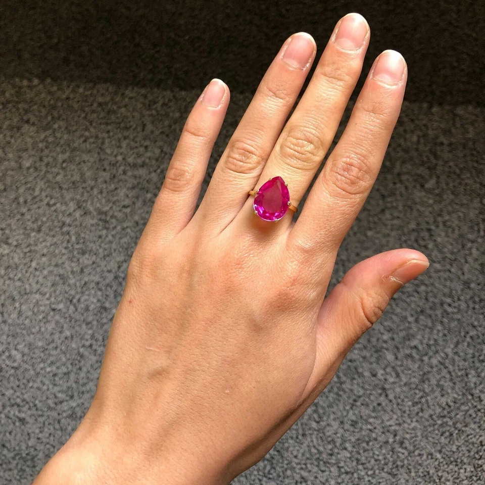 7.50 Ct Pear Natural Alexandrite & Diamond Wedding Ring 14K Yellow Gold Size 8 - Image 2 of 4