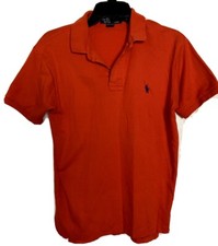 Polo Ralph Lauren Shirt Mens MEDIUM ORANGE Short Sleeve Casual - MADE IN USA