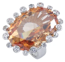 Vintage Inspired Orange Stone Large Cocktail Ring Ajustable 165