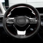 <!--F#f_0-->Black/RED GENUINE CowhideLeather Car Steering Wheel Cover Sew on For Holden AU<!--F/-->