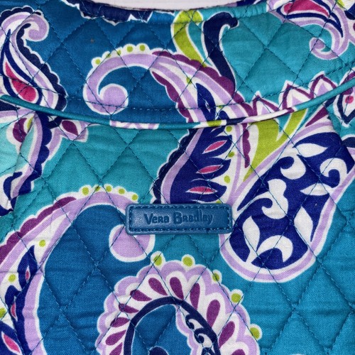 Vera Bradley Waikiki Paisley Pleated Tote Bag Purse Turquoise Double Strap NWT - Picture 5 of 8