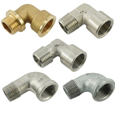 Winkel Innen-/Außengewinde Fittings Messing/vernickelt Edelstahl Temperguss