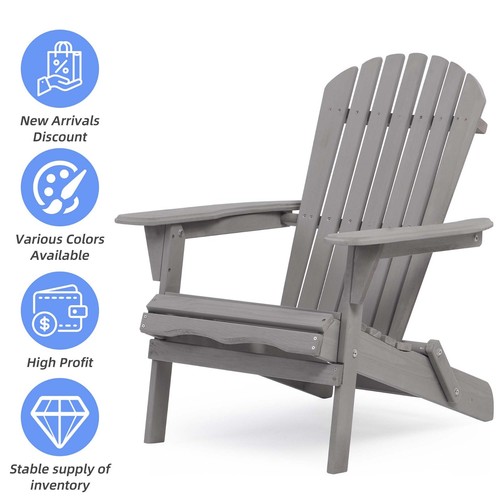 Set of 2 Folding Adirondack Chair Outdoor Patio All Weather Fire Pit Chairs Wood - Picture 7 of 12