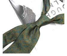 New Classic Floral Green Yellow JACQUARD WOVEN 100 Silk Men's Necktie Tie