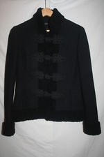 Ralph Lauren, Made In Usa, Black, Frogged Front Wool Coat /jacket [8], Excellent