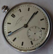 Bolaro Pocket watch open face nickel chromiun carved case 48 mm. in diameter