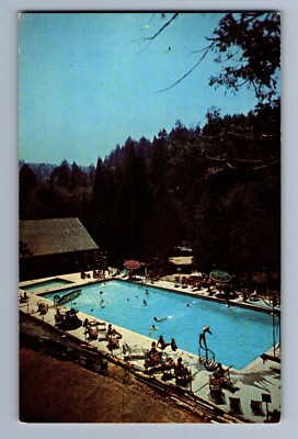 C.1960 SKIPPER'S PINE VIEW LODGE RESORT, Poolside, BLUE JAY, CA Postcard P1
