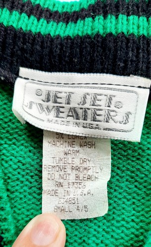 Vintage JetSet Diamonds Are A Girls Knit Green Sweater Cardigan Toddler Size 4/5 - Picture 3 of 6