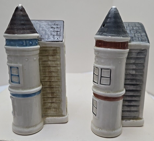 1982 Otagiri Victorian Houses Salt and Pepper Shakers 2 Hand-painted Vintage - Picture 4 of 10