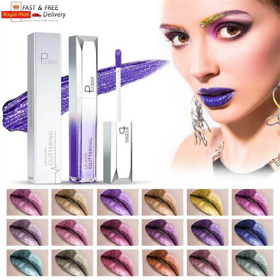Pudaier Metalic Lip Gloss Shimmer Glittering Liquid Lipstick