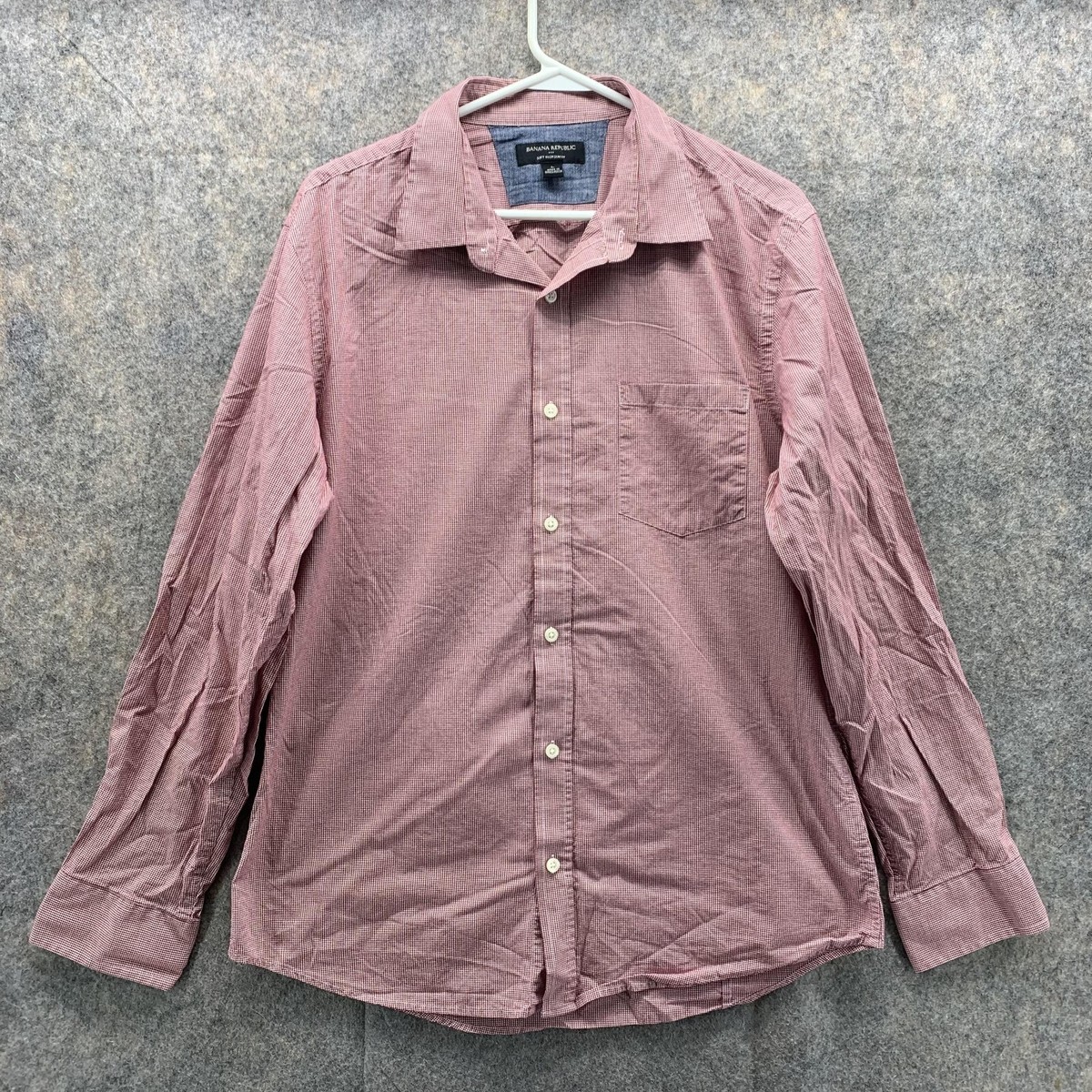 Banana Republic Shirt Men Large Adult Red Casual Button Down Soft Wash Slim  Fit