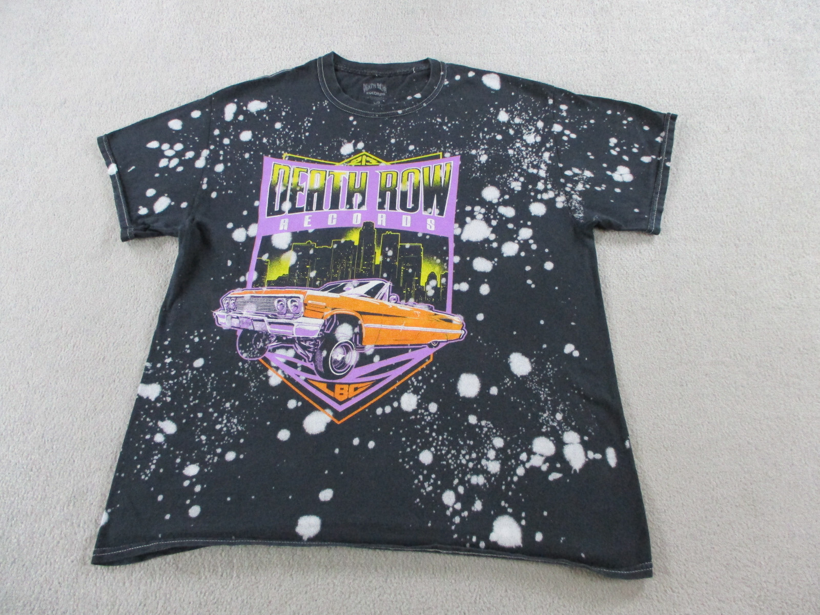 FILA Camicia Death Row Records adulto grande nera tie dye Lowrider City stampa grafica