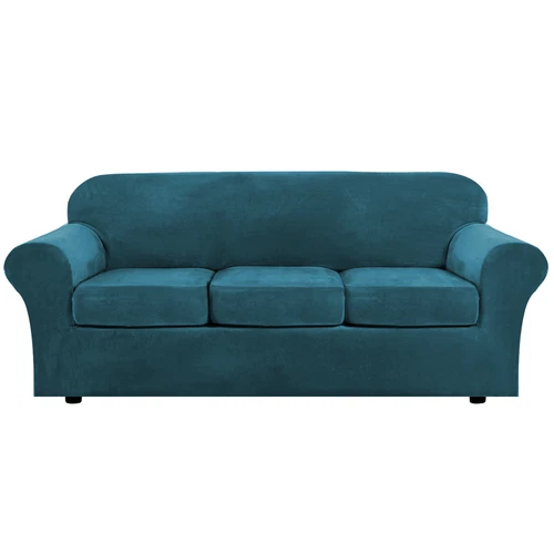 Samt Stretch Elastisch Sofabezug Wohn Couch Schonbezüge Schoner 1/2/3 Sitzer - Bild 69 von 112