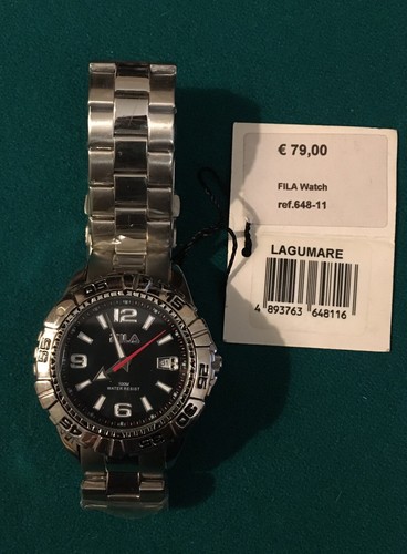OROLOGIO FILA UOMO NUOVO CON DATARIO FONDO NERO 100 M. WATER RESIST | eBay