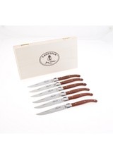 Jean Dubost Laguiole Set Of 6 Bubinga Wood Handle Steak Knives, Multicolor on sale Jean Dubost Laguiole Set Of 6 Bubinga Wood Handle Steak Knives, Multicolor on sale