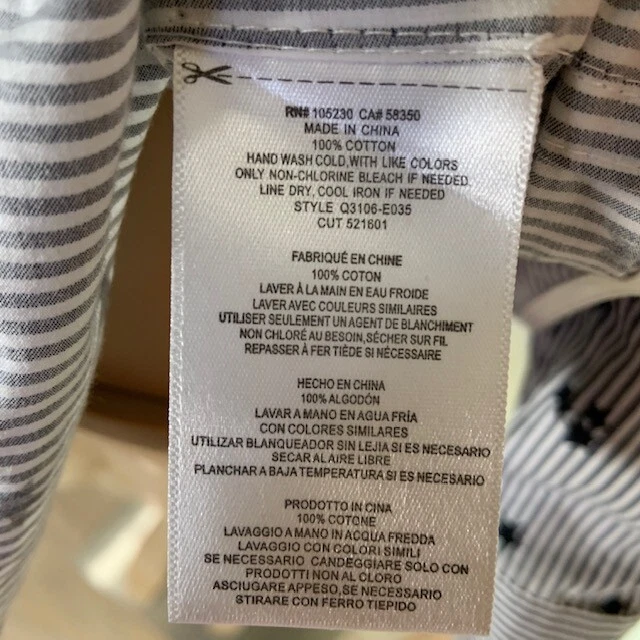 Blusa Top Camiseta a Rayas Estrella Botón Equipment L Negro Blanco Algodón Talla XS Foto 4 de 4