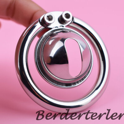 New Male Inverted Chastity Cage Screw Lock Steel Rings Sissy Small Chastity Cage