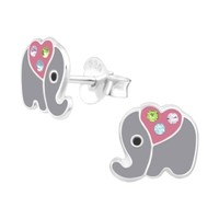 1 Paar Ohrringe Ohrstecker 925 Sterling Silber Elefant Mit Herz