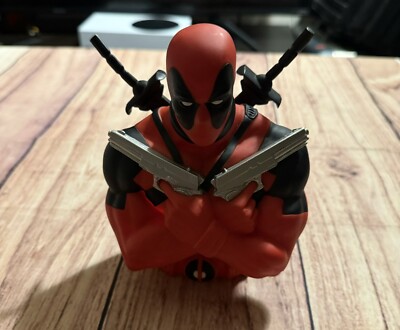 Marvel Deadpool Coin Bank Bust Monogram 6'' Red Black