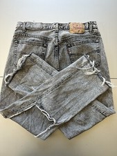 Vintage 90s Levis 501 Acid Wash Distressed Faded Denim Made In USA Jeans 34x34