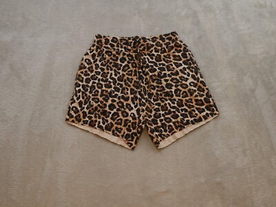 Noisy May Women's High Waist Drawstring Leopard Print Shorts Size XS Summer