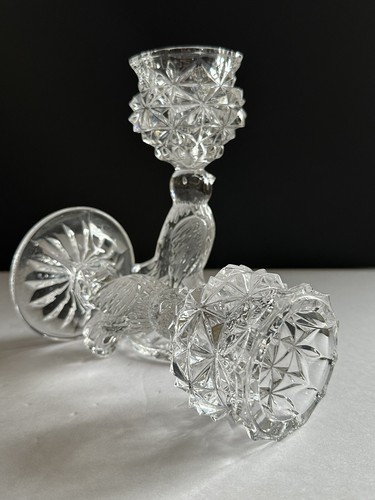 Vintage Hofbauer Byrdes Candle Holders Bird West Germany Pair Lead Crystal - Picture 21 of 24