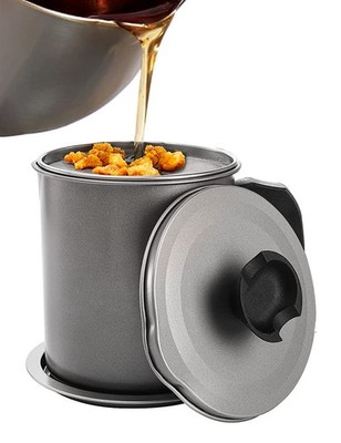 Bacon Grease Container with Strainer, Catcher 1.4L, Cooking gray 