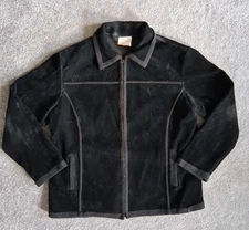 Womens Jackets Medium VTG Velvet Vitorio Romani Italy Design Black Fleece Lined