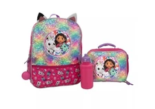 16" Gabbys Dollhouse 4 Piece Backpack School Bag Bookbag with lunch box & Bottle