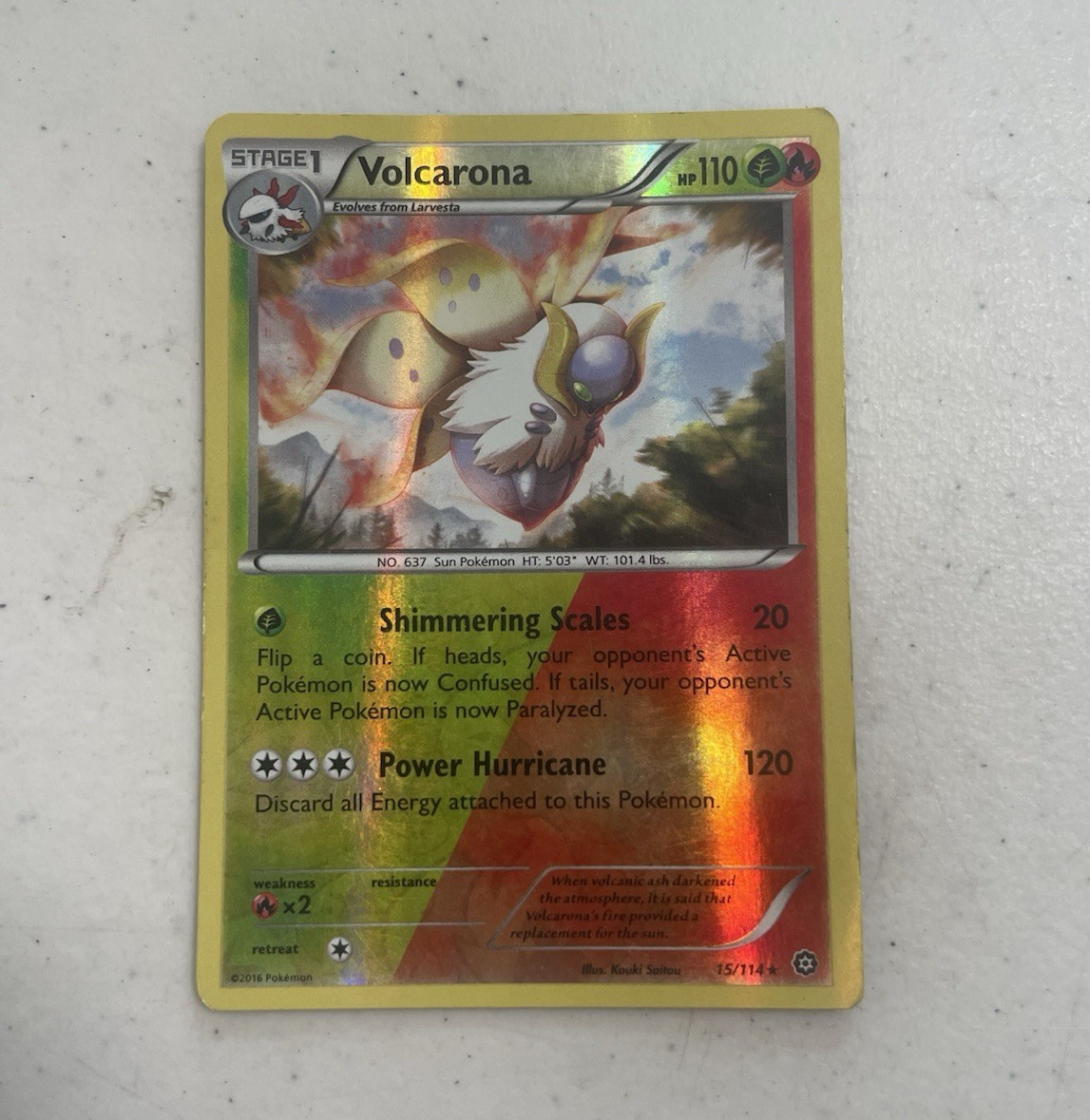 Pokemon TCG Volcarona 15/114 XY Steam Siege Reverse Holo English 2016 110 HP