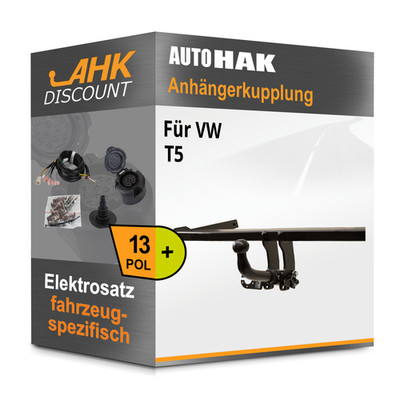 Für VW T5 09- AUTO HAK Anhängekupplung abnehmbar + 13polig E-Satz AHZV NEU