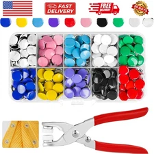 Snap Button Kit 100set, 9.5mm Snap Fasteners Kit with Pliers, Metal Snaps Kit...