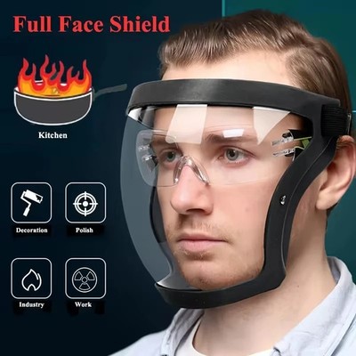 Full-Face Transparent Protection Mask with Adjustable Buckle Reusable Face Mask