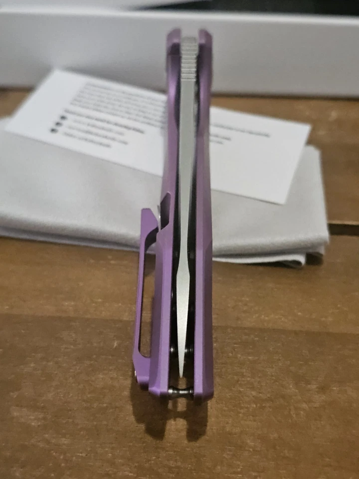 Faca dobrável Kubey Nova lâmina de titânio Collin ouro roxo, 14C28N - Imagem 4 de 4