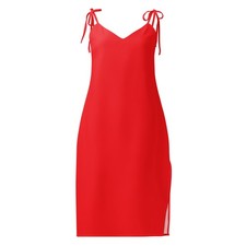 Tie-strap midi red dress