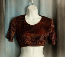 Plush Brown Medium Choli Midriff Belly Dance Cropped Short Top