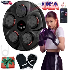 Music Boxing Machine, Smart Bluetooth Wall Boxing Punching Pad 9 modes w/Gloves