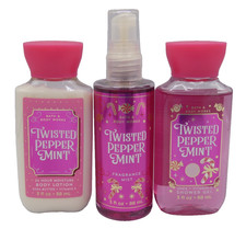 Bath  Body Works TWISTED PEPPERMINT BODY Mist Lotion Gel TRAVEL 3 Pack 3 oz