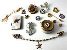OES Eastern Star | Earrings Necklace Pins Charms $ Clip + | Lot 15 | NOS
