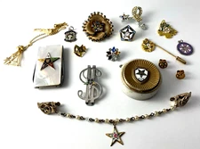 OES Eastern Star | Earrings Necklace Pins Charms $ Clip + | Lot 15 | NOS