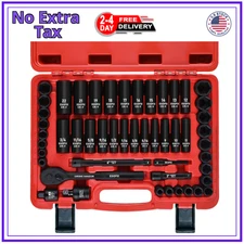3/8 In. 50 Piece Milwaukee 6 Point Impact Socket Ratchet Drive and Metric Set