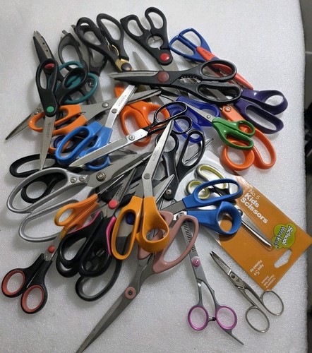 30 Pairs School ,Craft ,Sewing Or Kitchen Mixed Brand Assorted Size Scissors Lot