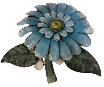 Home Decor Morning Glory Metal Flower Wall Decor Rustic Hand-Crafted Layered Blu