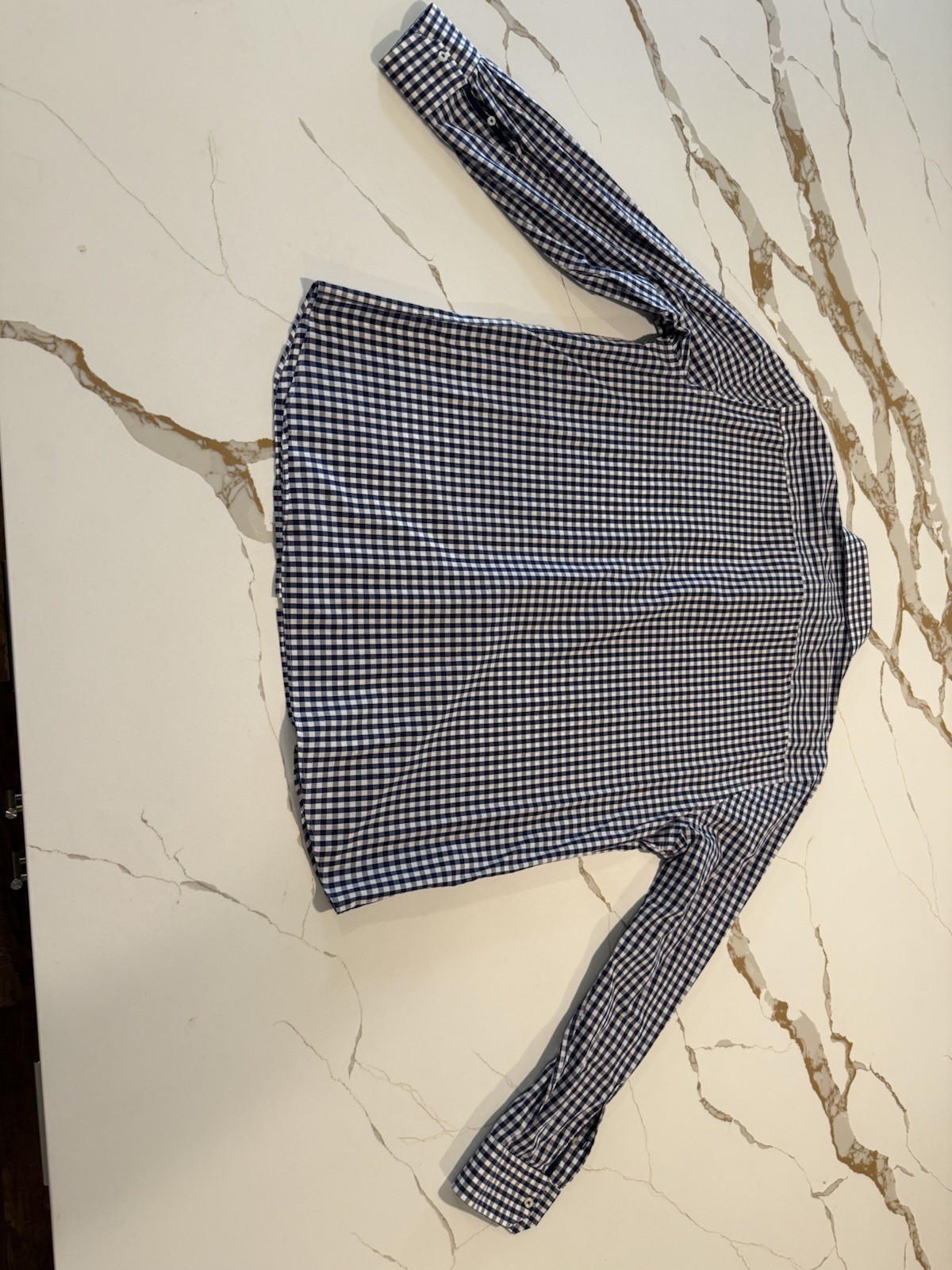 Tre Vero Gingham XL Italian 100% Cotton Blue Shir… - image 4