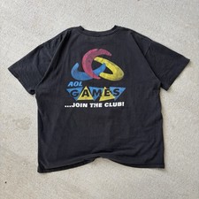 Vintage AOL Games You Are Not Alone Black Cyber Tee Single Stitch Made In USA